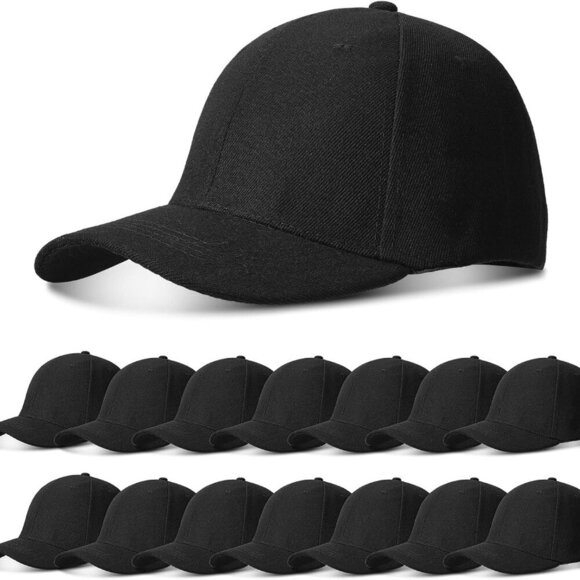 15 Pieces Baseball Cap Bulk Adjustable Size Plain for Men Women Blank hat for Ru